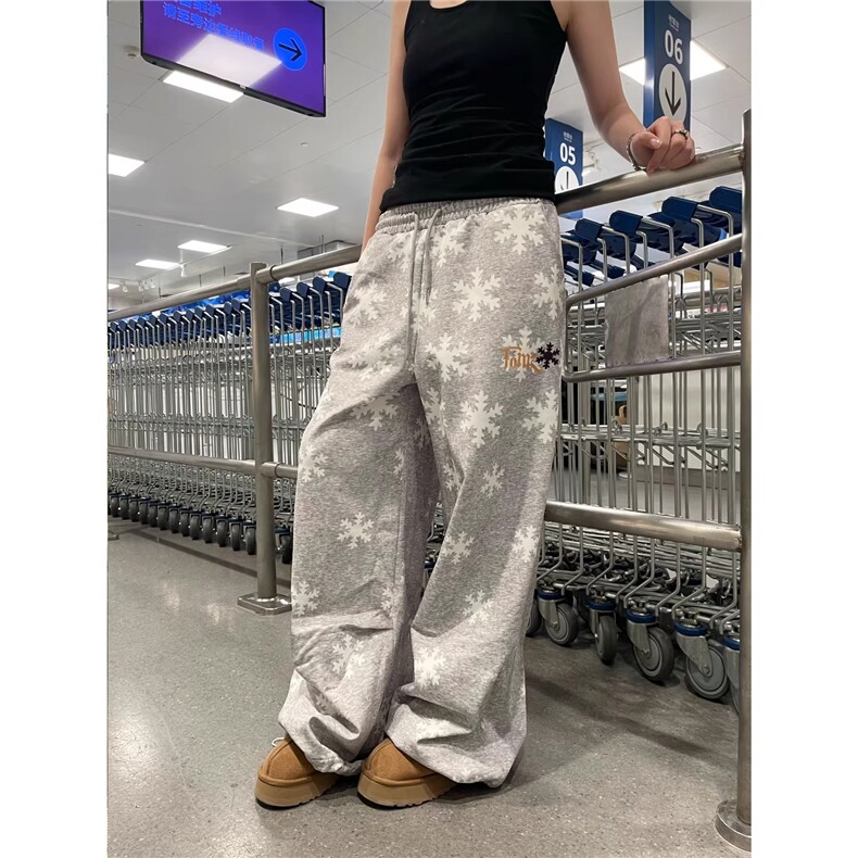 有货。。雪花满印直筒卫裤男女爵士舞阔腿裤潮K6849-P50,男装休闲裤,星座412-3