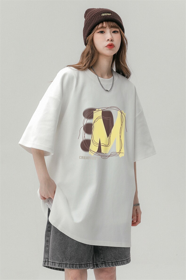 中性风3D字母印花潮流100棉宽松百搭新款短袖T恤T6079P25控38,男装T恤,电商A268