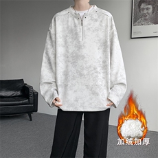 WY10147-特P36控68重磅扎染正肩铆钉半拉链大码休闲卫衣男，男装卫衣，电商A059