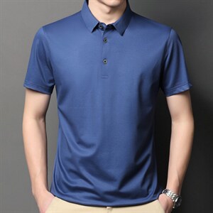 2023夏季新款中年男士翻领短袖T恤POLO领衫商务休闲时尚男装上衣图片