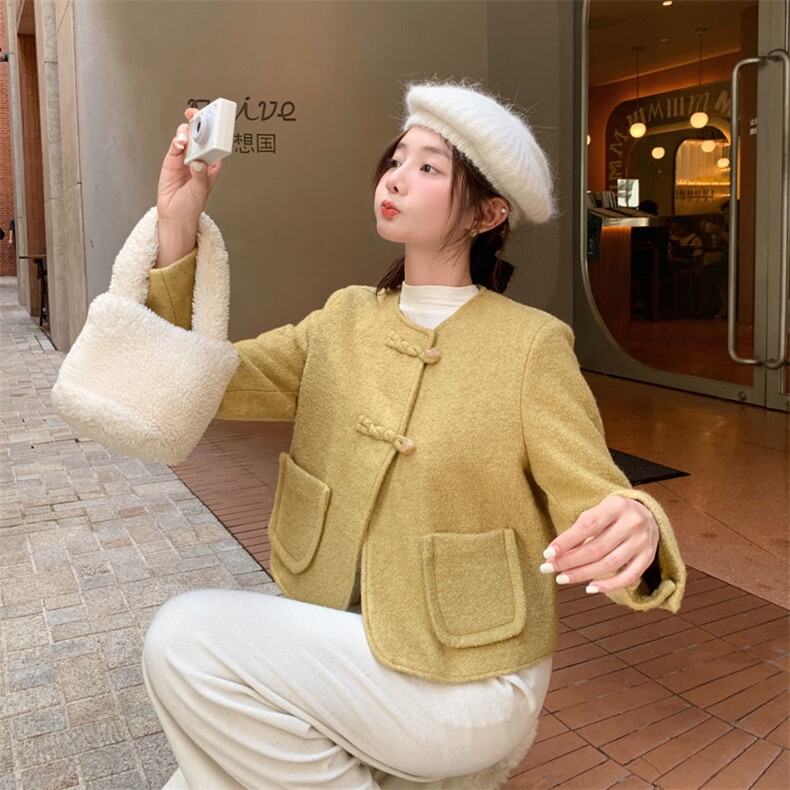 小香风短外套女2025秋季新款白色芥末绿外套披风女8837p145k208,女装短外套,2D143