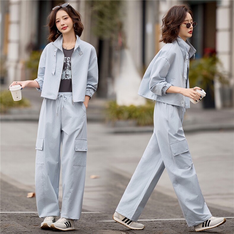 2026年春季新款时尚立领帅气酷飒三件套，女装套装/套裙，依路服饰