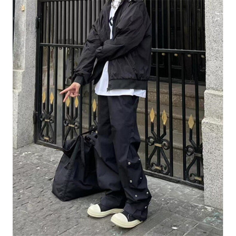 春秋季排扣休闲裤男款美式高街宽松户外机能直筒冲锋裤K1608,男装休闲裤,星座1116A（原606A-3）