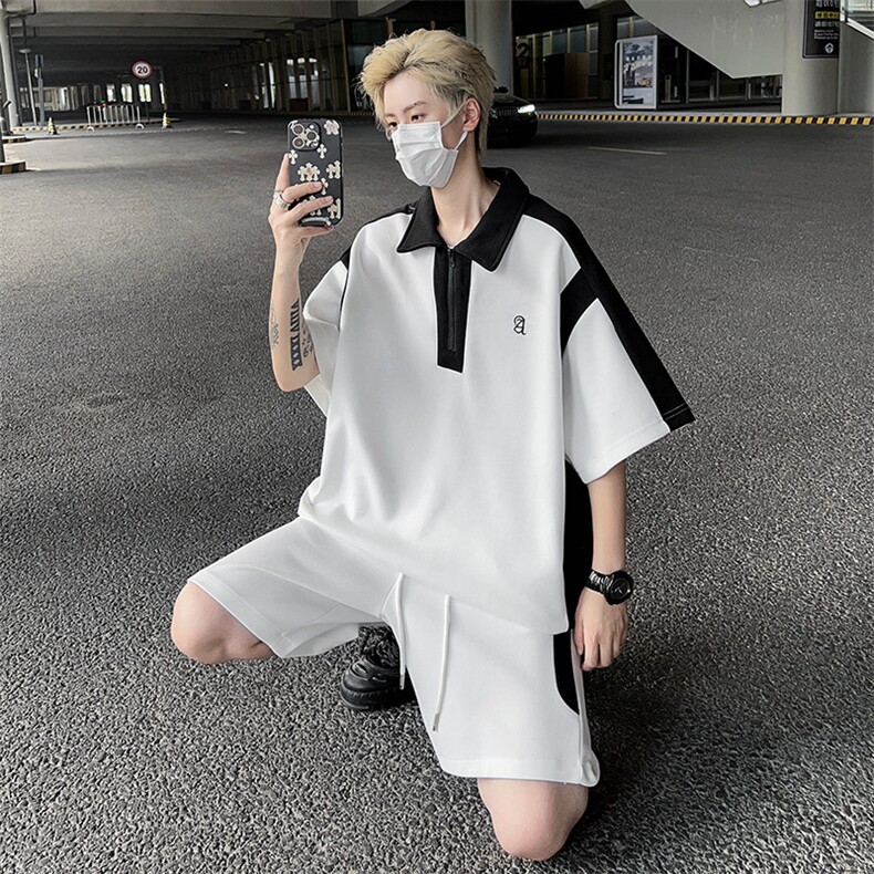 夏季男装套装短袖T恤休闲短裤两件套潮TZ011-P53，男装休闲套装，星座308B-1