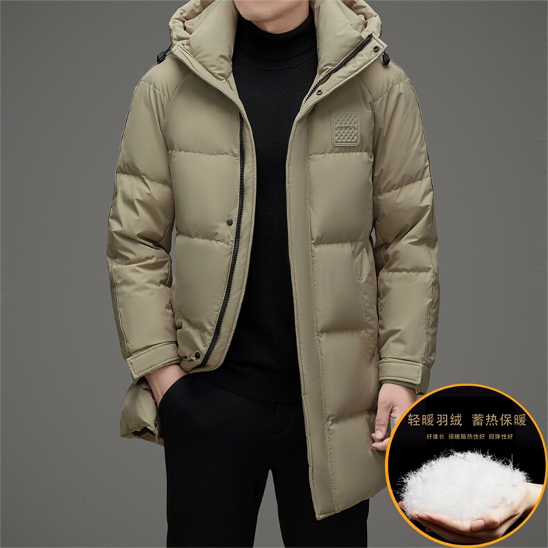 冬款御寒白鸭绒羽绒服长款羽绒服时尚保暖休闲连帽商务高级外套男,男装羽绒服,钱塘6003（原4033）