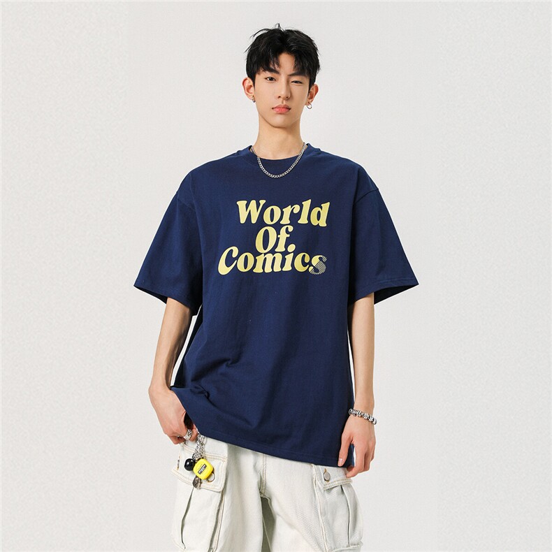 2025夏装美式字母宽松圆领短袖T恤上衣男装 A025-WD1008-P25图片