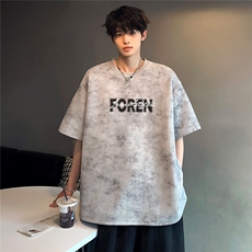 2025时尚潮牌cleanfit夏季日常短袖上衣T恤百搭吊染T122-P25，男装T恤，电商C307