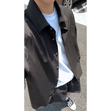 学院风白色短袖衬衫男生夏季薄款oversize学生帅气青少年衬衣外套，男装衬衫，电商A007