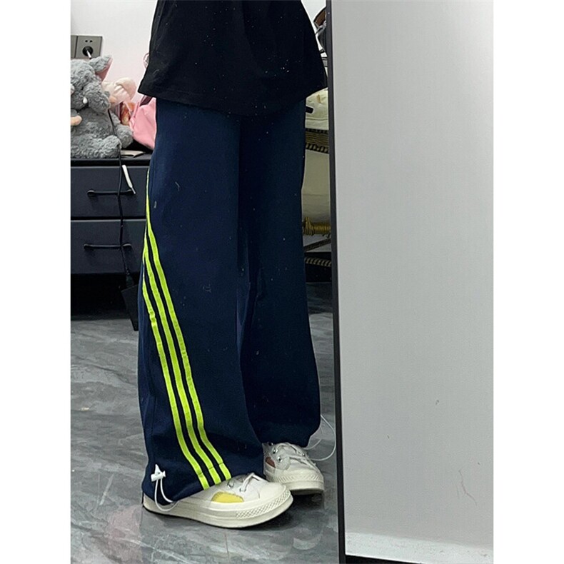 美式复古高腰三条杠运动裤潮牌复古条纹撞色休闲裤KZ09特P45,女装休闲裤,星座908-1