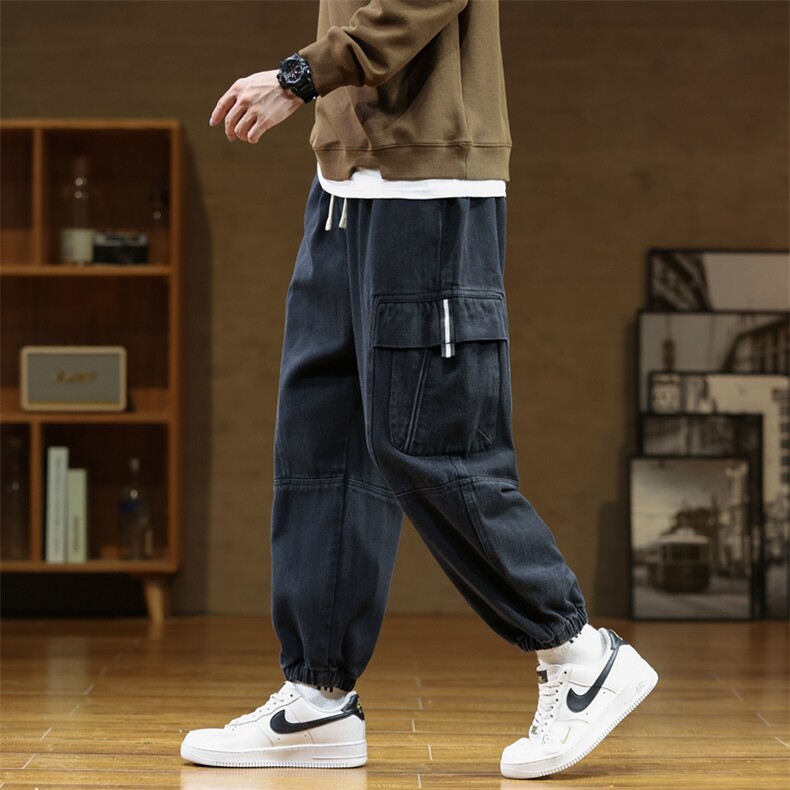 全棉水洗 M-8XL 秋季新款大码束脚潮流工装休闲卫裤 109-K505-P60图片