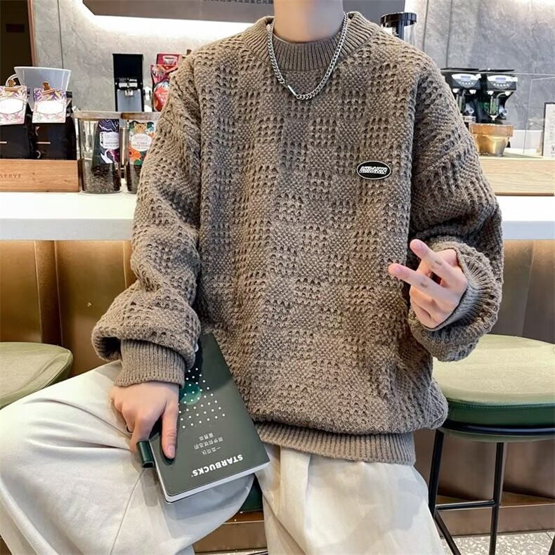 B307P45秋冬男装男生毛衣线衫时尚宽松男日系打底衫图片