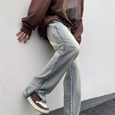 新款美式复古vibe高街牛仔裤男潮牌宽松直筒高街长裤子NK1029-P43，男装牛仔裤，星座1008-1