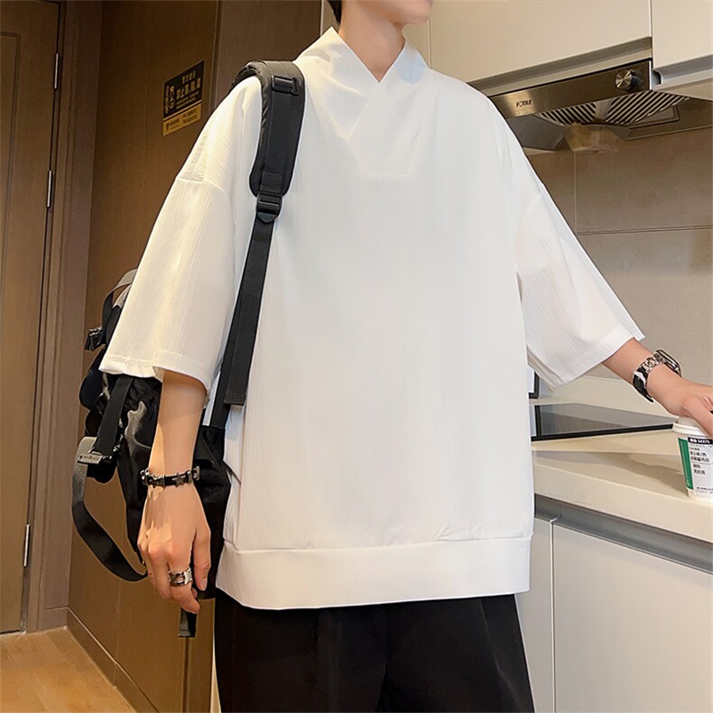 2025夏季新款港风潮男女风个性领子冰感落肩短袖T恤T290/特P35,男装T恤,星座608A
