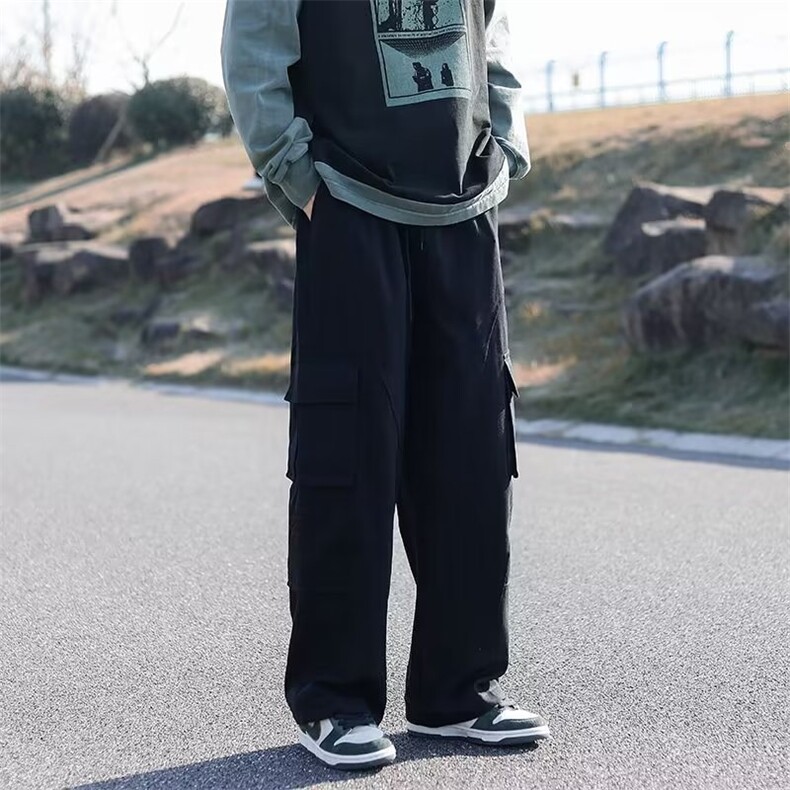 工装裤男秋宽松潮流直筒休闲裤潮牌ins美式阔腿长裤子K3281-P41,男装休闲裤,星座412-3