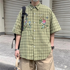 日系五分袖春夏季新款衬衫潮流慵懒男方领宽松型衬衫AC01P35，男装衬衫，星座1116-2