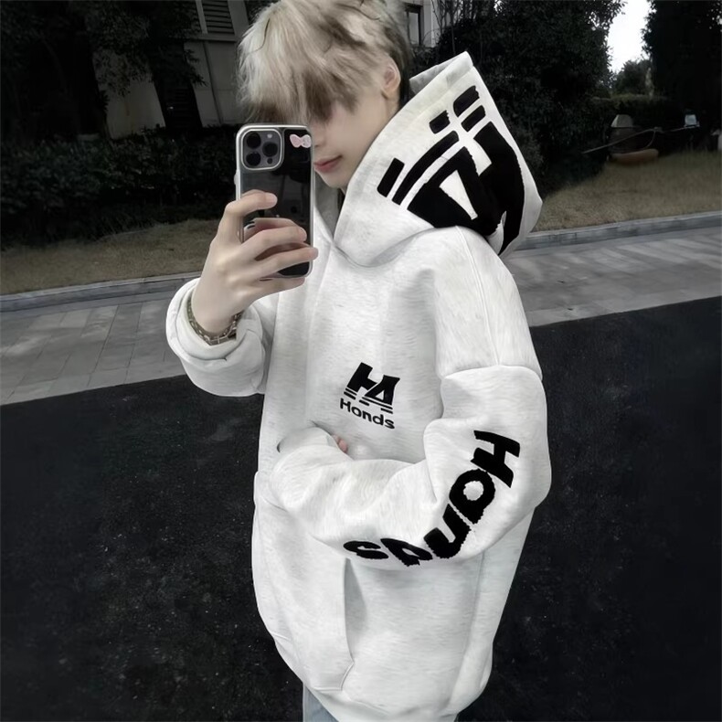 美式高街字母刺绣连帽卫衣男宽松情侣款外套女学生WY015,女装短外套,星座208-5
