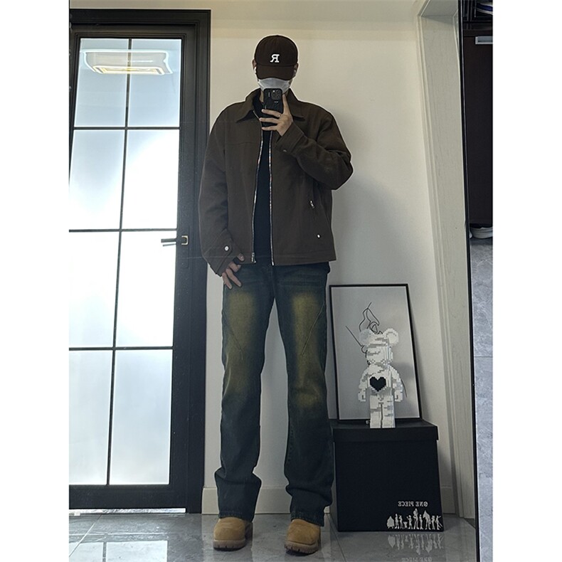 美式ins高街hiphop微喇重工艺水洗复古蓝牛仔裤货号K2322-1P60,男装牛仔裤,电商A063
