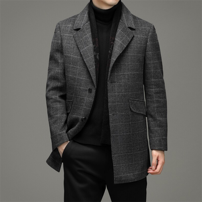 DJ2203钱塘2020-3冬季厚款时尚休闲商务中年男士毛呢西服P468，男装毛呢大衣，钱塘207-3