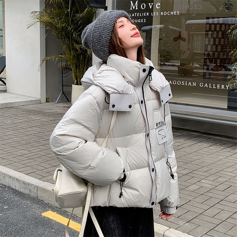现货2025冬装新款连帽休闲印花可爱加厚保暖白鸭绒羽绒服女,女装羽绒服,苗苗