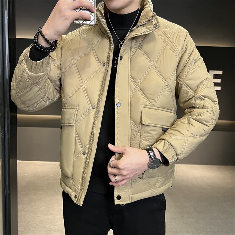 2025冬季新款立领菱形加厚休闲棉服保暖棉衣修身外套M8906-P150,男装棉衣,电商A413