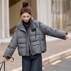 设计感洋气波点羽绒服女短款2025冬新款90%白鸭绒面包服外套图片