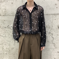 春秋明星同款亮片大码流苏衬衫演唱会痞帅男女长袖衬衫外套表演，男装衬衫，星座909