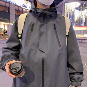 新款连帽冲锋衣夹克男港风潮流宽松休闲外套JK2307-P68图片