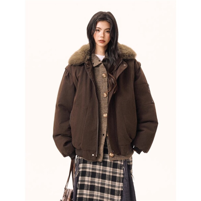 巴恩风毛领派克棉服女男冬季加厚保暖工装外套宽松休闲棉衣情侣款,男装棉衣,星座506A
