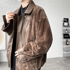 8XL-M皮衣外套男港风复古美式加绒加厚皮夹克机车PY858P95控128，男装皮衣，电商D206-1