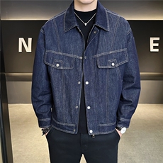 秋季2025新款牛仔夹克外套男翻领潮牌男装上衣A313-99051-P155，男装工装外套，电商A313