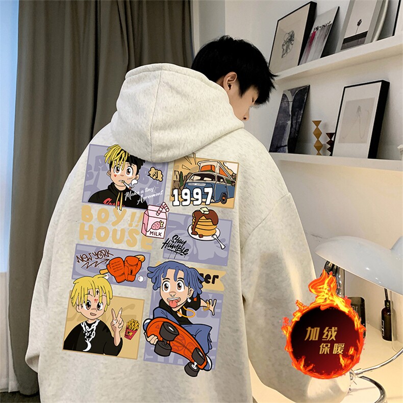 直播品质500克重磅秋冬美式加绒加厚卫衣外套Y188常规P35加绒P40,男装卫衣,电商A486