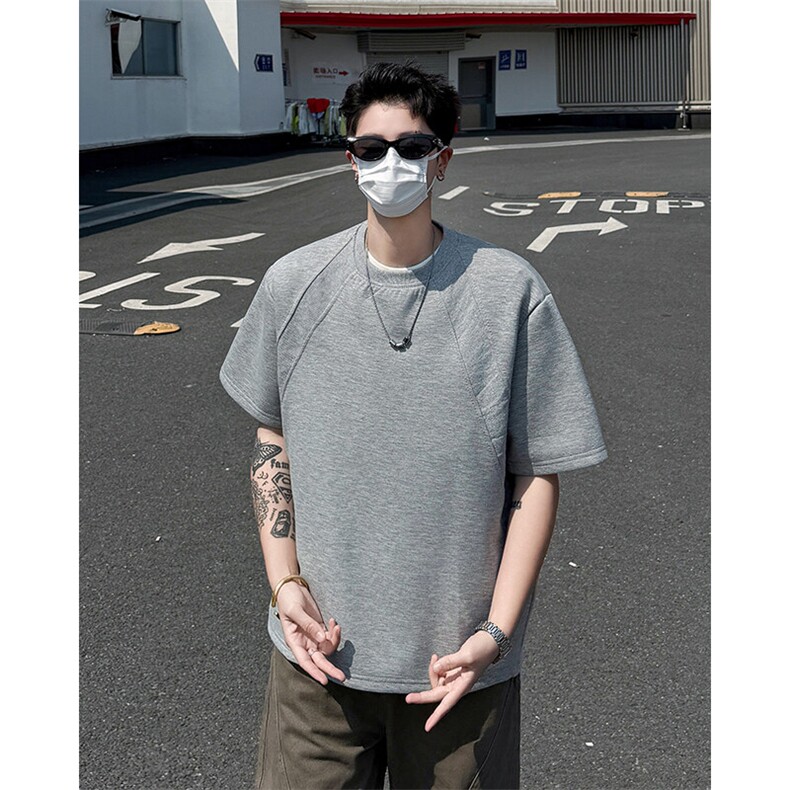 t恤男款夏季短袖美式潮牌圆领复古五分袖打底衫上衣T0257-P36,男装T恤,星座308B-1