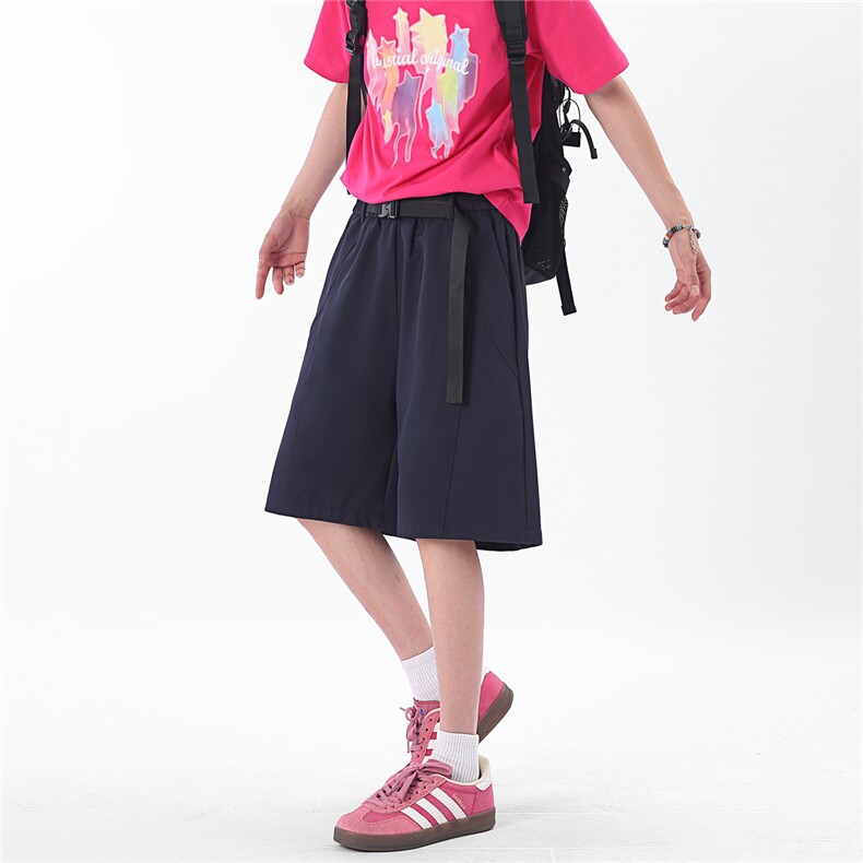 A429-YK188-特P28夏季轻薄透气速干腰带卡扣斜切冰丝短裤,男装牛仔裤,电商A429