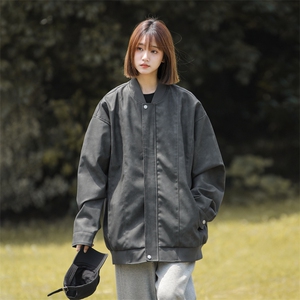 中性风痞帅男装外套美式短款夹克PU皮机车服DSA157B-J206-P90图片