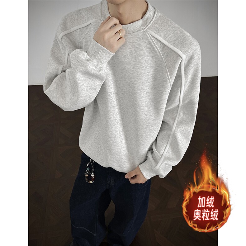 500克重磅拼接结构板圆领卫衣撞色加绒奥粒绒外套RH5317JR-P57，女装短外套，星座610B-1