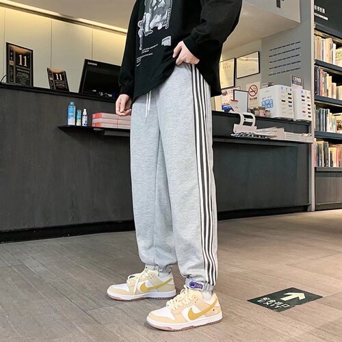 条纹卫裤男新款宽松百搭港风B684P32，男装休闲裤，星座1116-2