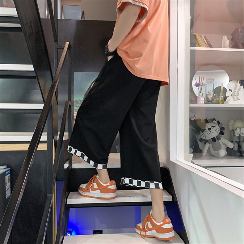 美式七分裤子男士夏季薄款潮牌宽松直筒垂感休闲短裤DK904-P30,男装休闲裤,星座1008-1