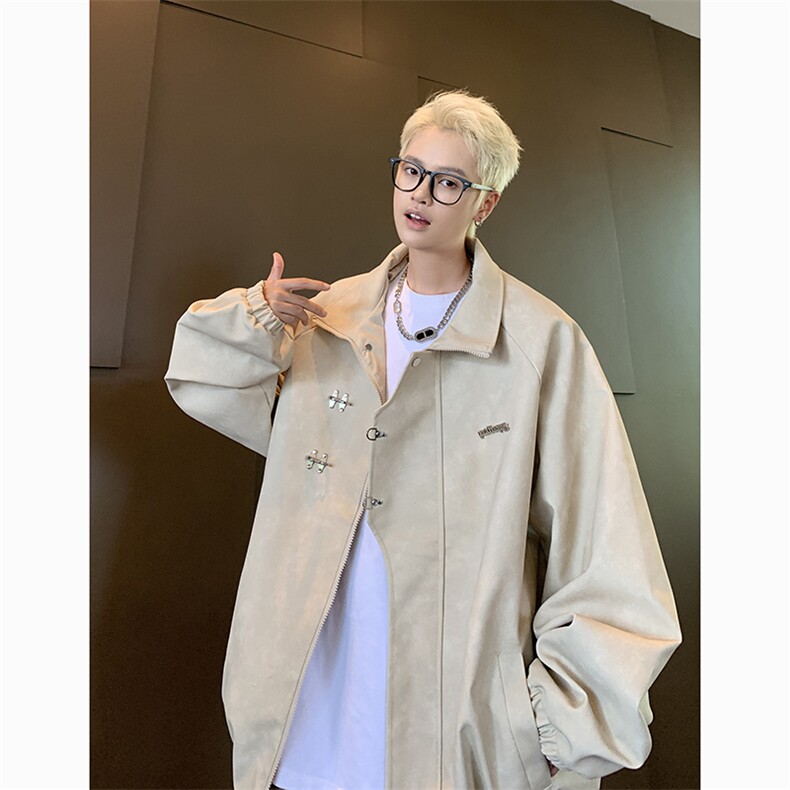 港风大码美式高街纯色宽松立领夹克外套XZ213-JK8934-P108控138,男装夹克,星座213