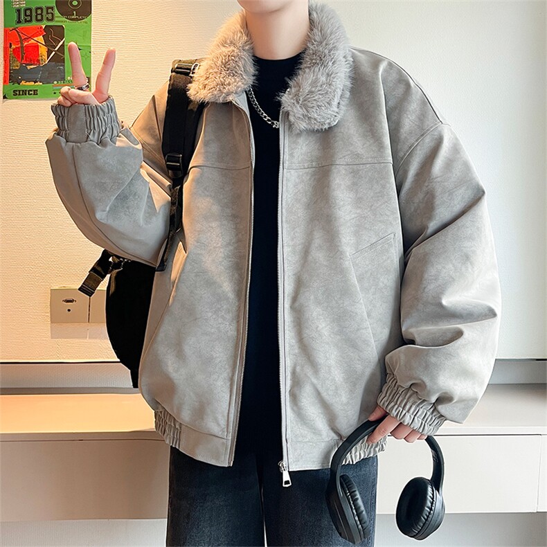 座山雕男装冬季美式加绒加厚夹棉皮衣外套潮情侣款XZ102B-1P115,男装皮衣,星座102B-1