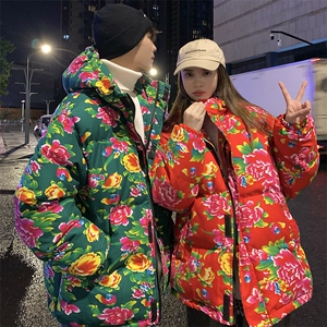 DH251连帽棉衣外套东北大花棉服新中式团队表演出汉服棉袄保暖潮图片