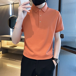 常年款品质纯色光版翻领短袖polo衫男潮牌夏季t恤修身T0257-特P40图片