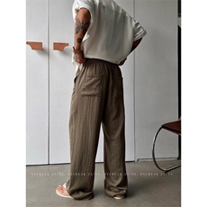 现货亚麻直筒休闲裤男士阔腿裤韩系通勤cleanfit穿搭K06030特P45，男装休闲裤，星座1004（原星座815-3）
