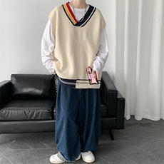 仓库大货秋冬不规则马甲男针织衫男套头针织衫毛衣MJ003-P55，男装背心/马甲，电商A059