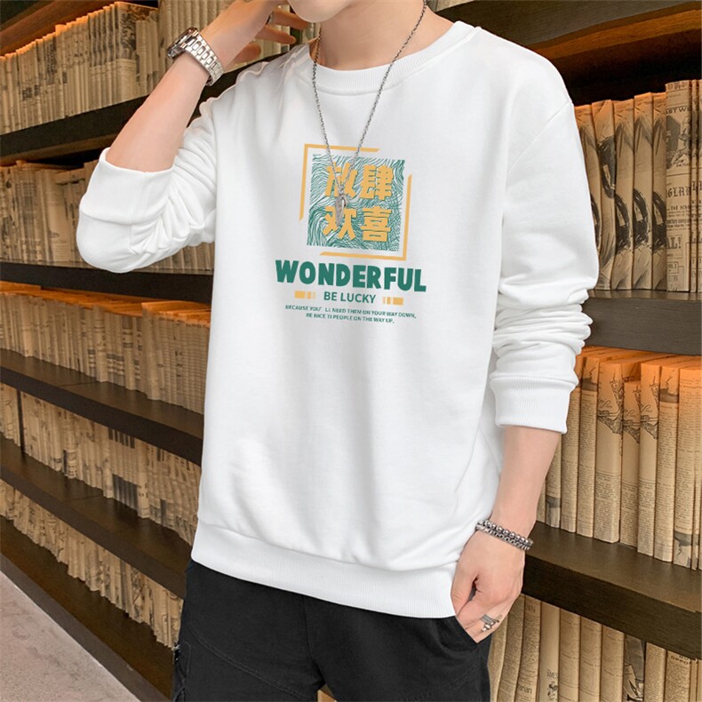 跑量卫衣男22秋季打底上衣潮流韩版宽松T恤时尚百搭长袖W161图片