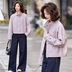 已出货春装新品立领皮衣外套女小个子美拉德时尚流行显瘦机车服，女装皮衣，吾爱衣
