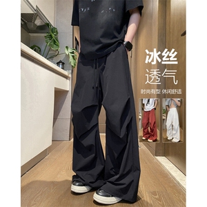 抖音品质夏季新款冰丝伞兵裤宽松休闲裤B315-K25757-特p35控68图片