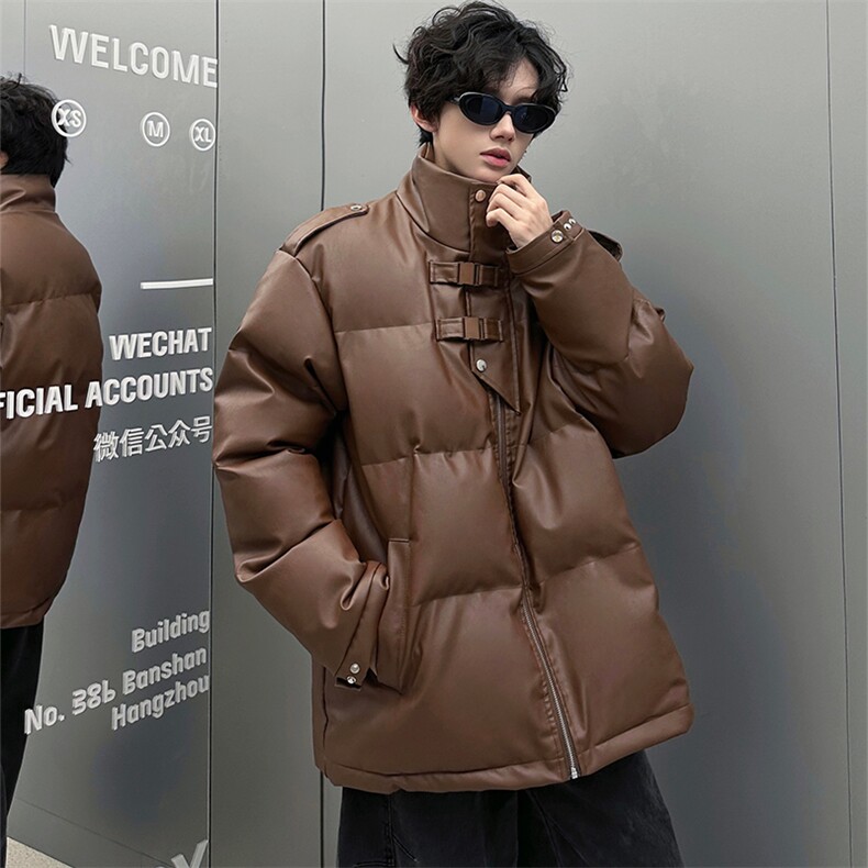 现货冬季宽松高级设计感PU皮棉衣潮加厚外套XZ811A-MF156-P128,男装棉衣,星座811A