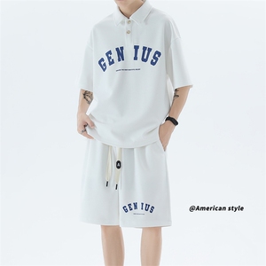 polo衫男潮流印花大码情侣套装T3540上衣33-DK8522裤子30【特价】图片