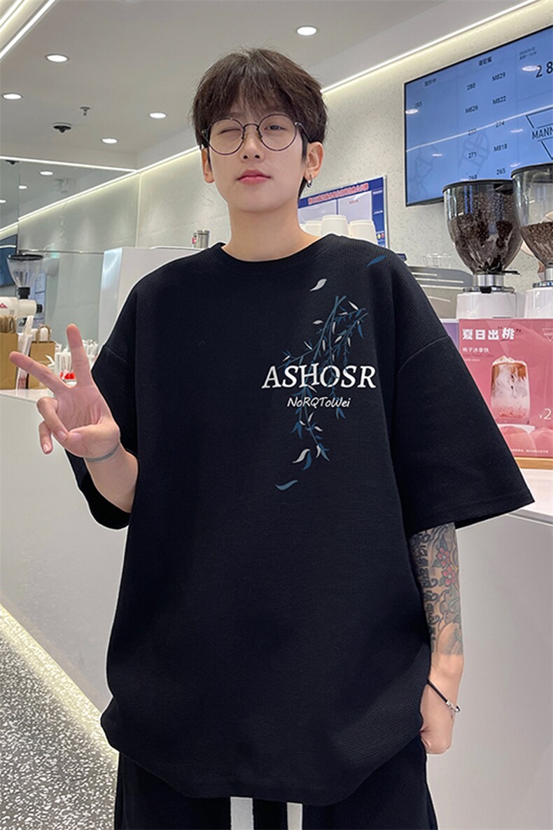 量大优！供视频！港风华夫格短袖T恤半袖男HT201-特P18,男装T恤,电商B367