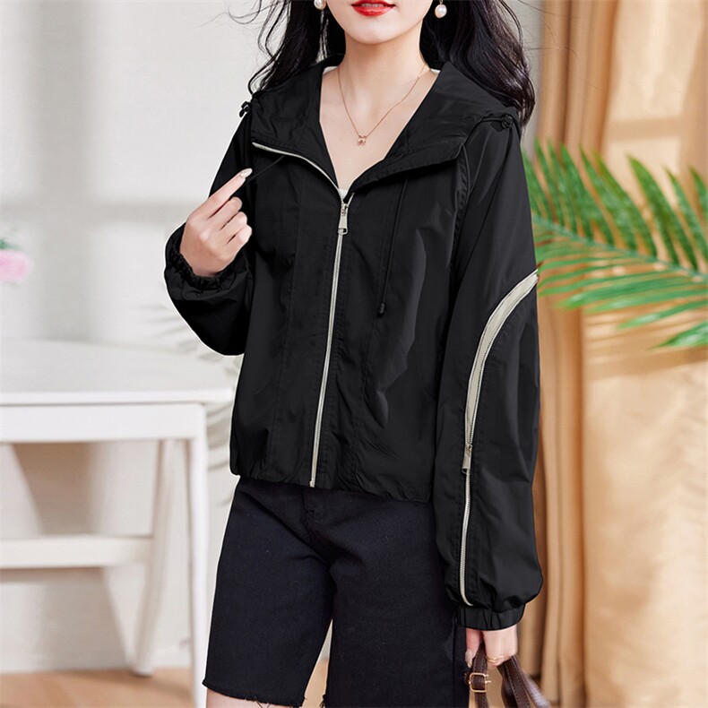 现货-新品】宽松休闲短外套女2024年春装新款潮流时尚连帽外套,女装短外套,仁梯